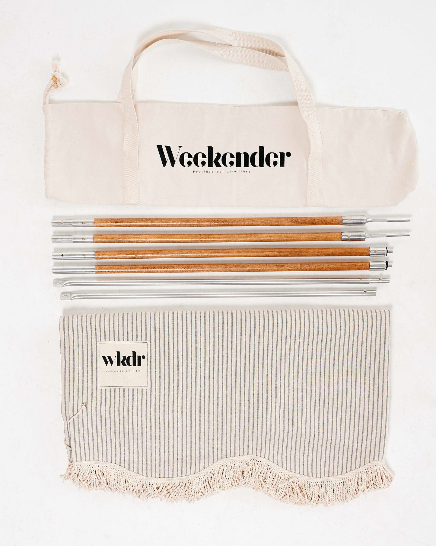 Parasol Canadiense Weekender Azul Celeste Rayas y su Bolso