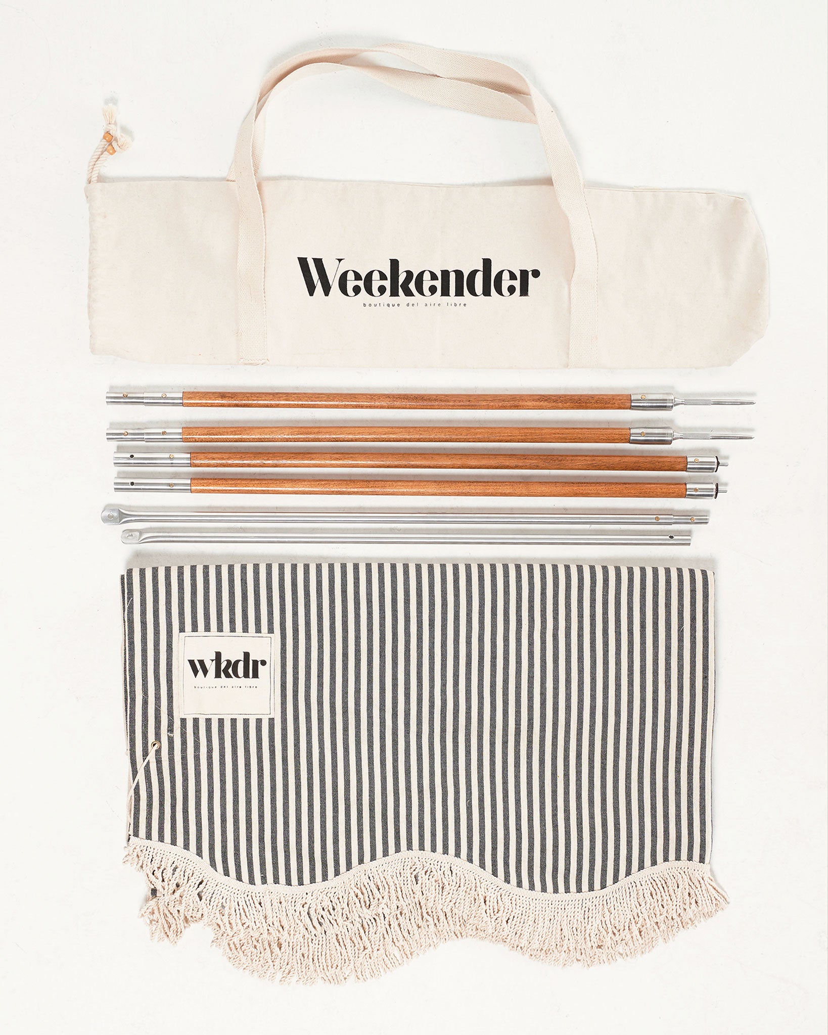Parasol Canadiense Weekender Azul Marino Rayas y su Bolso